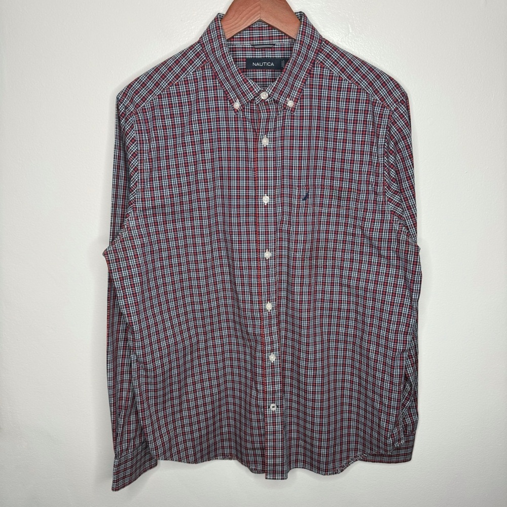 Nautica Long Sleeve Button Down Shirt 100% Cotton Size L